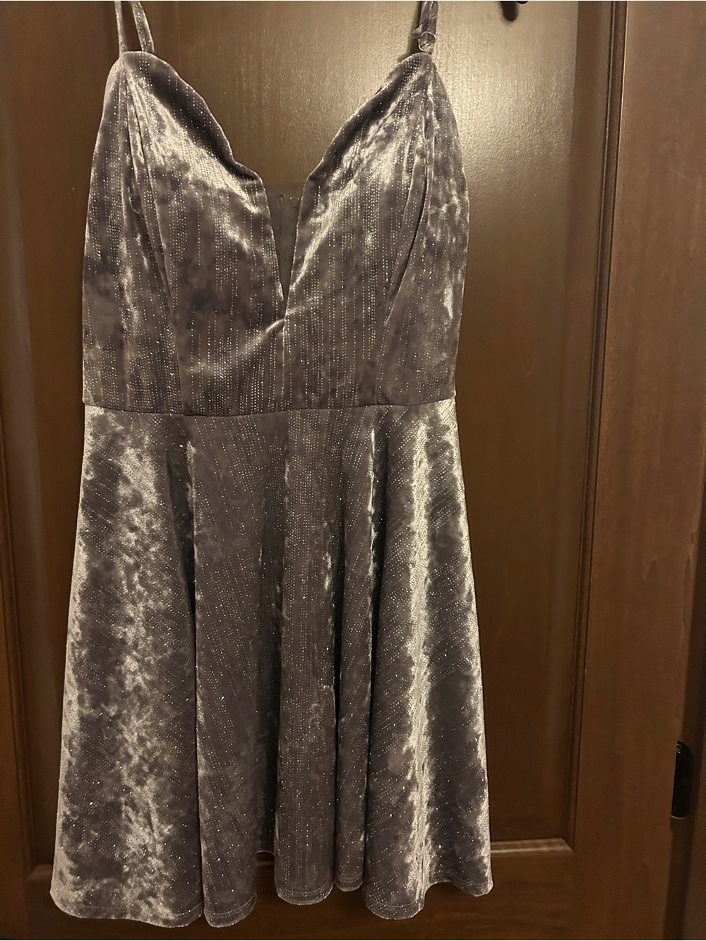 Velvet Sparkly Mini Dress in Silver